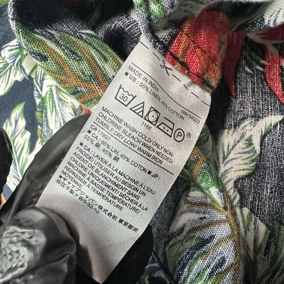 Banana Republic Shirt Mens Medium Floral Linen Blend Slim Fit Hawaiian Casual - Picture 9 of 15